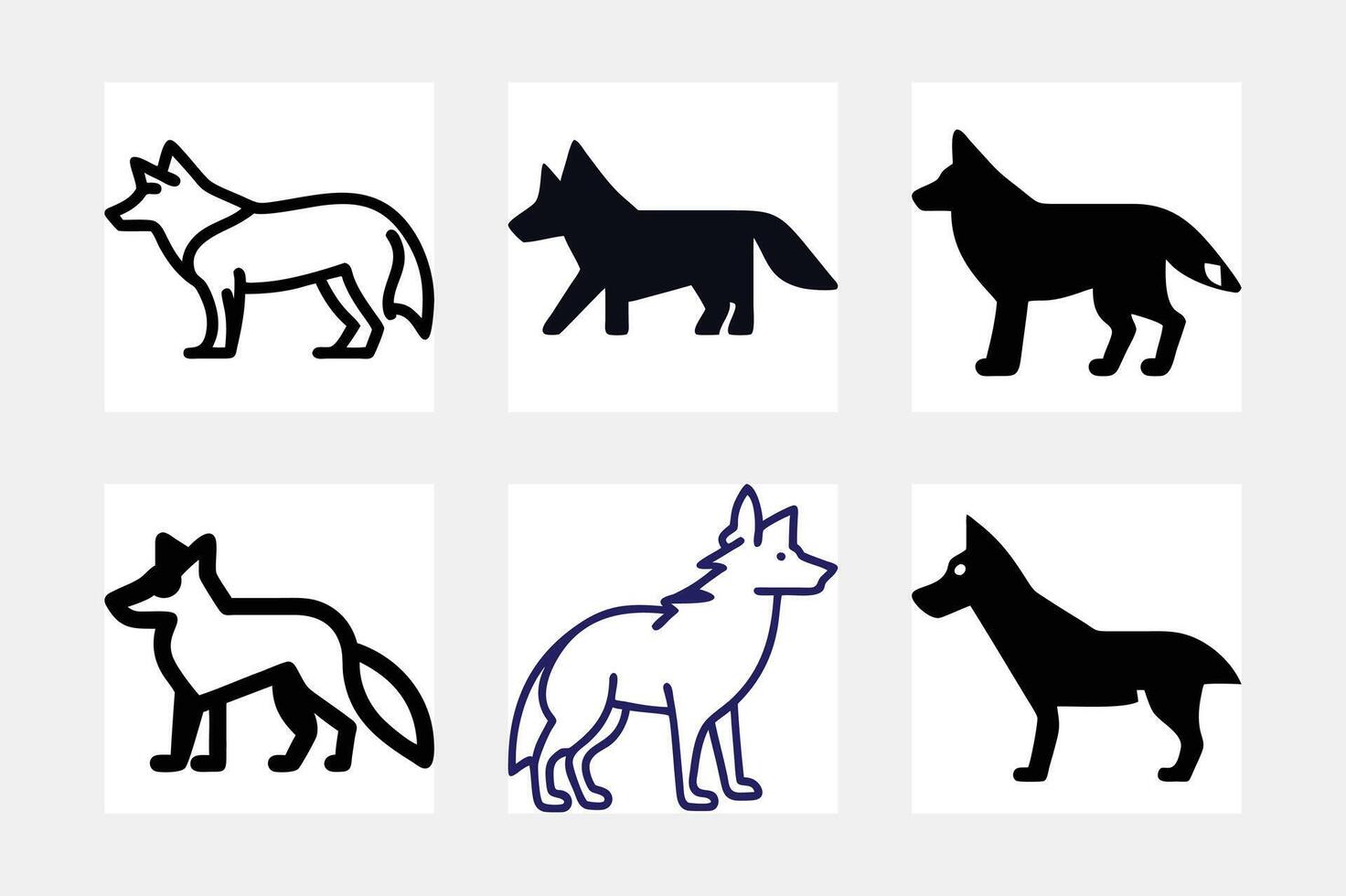 Fox. Black silhouette, isolated. template for laser cutting vector