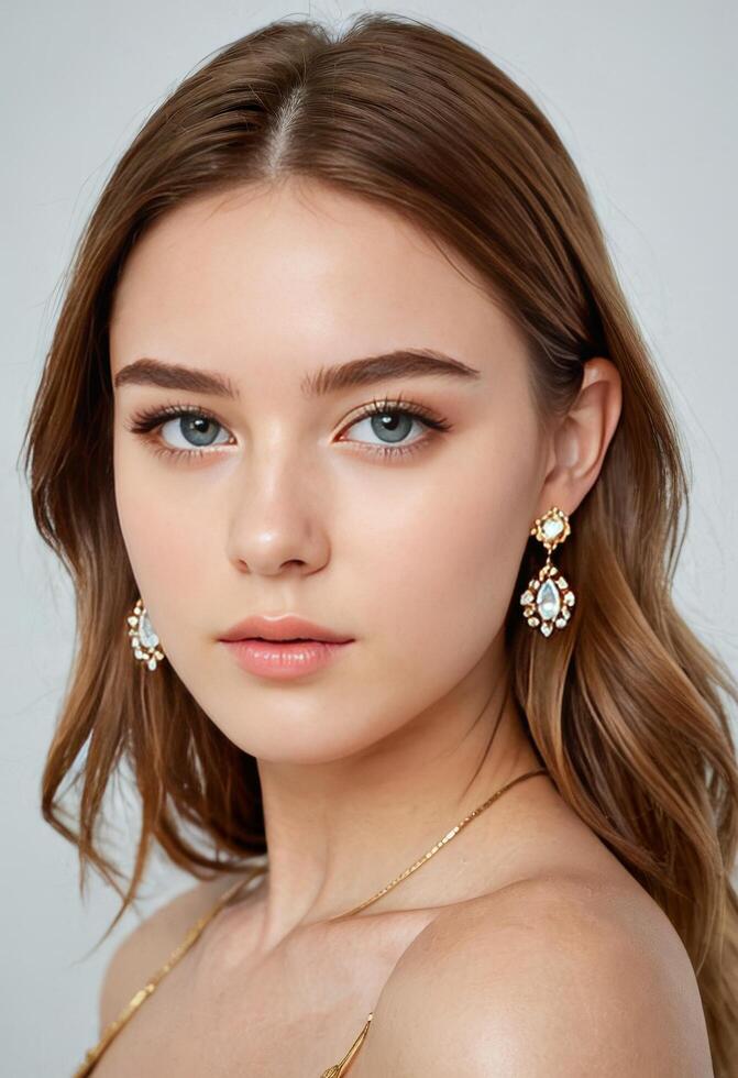 Young Woman Beautiful Images portrait elegant dressing pretty looks and body posture photo