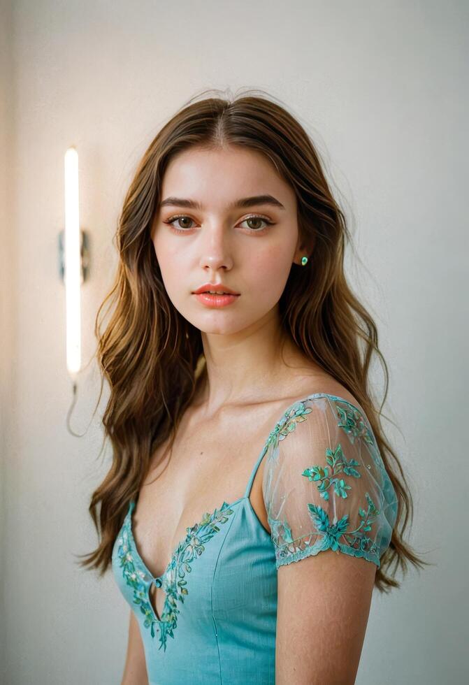 Young Woman Beautiful Images portrait elegant dressing pretty looks and body posture photo