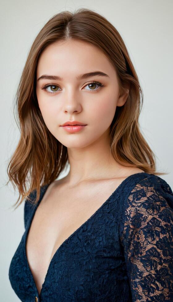 Young Woman Beautiful Images portrait elegant dressing pretty looks and body posture photo