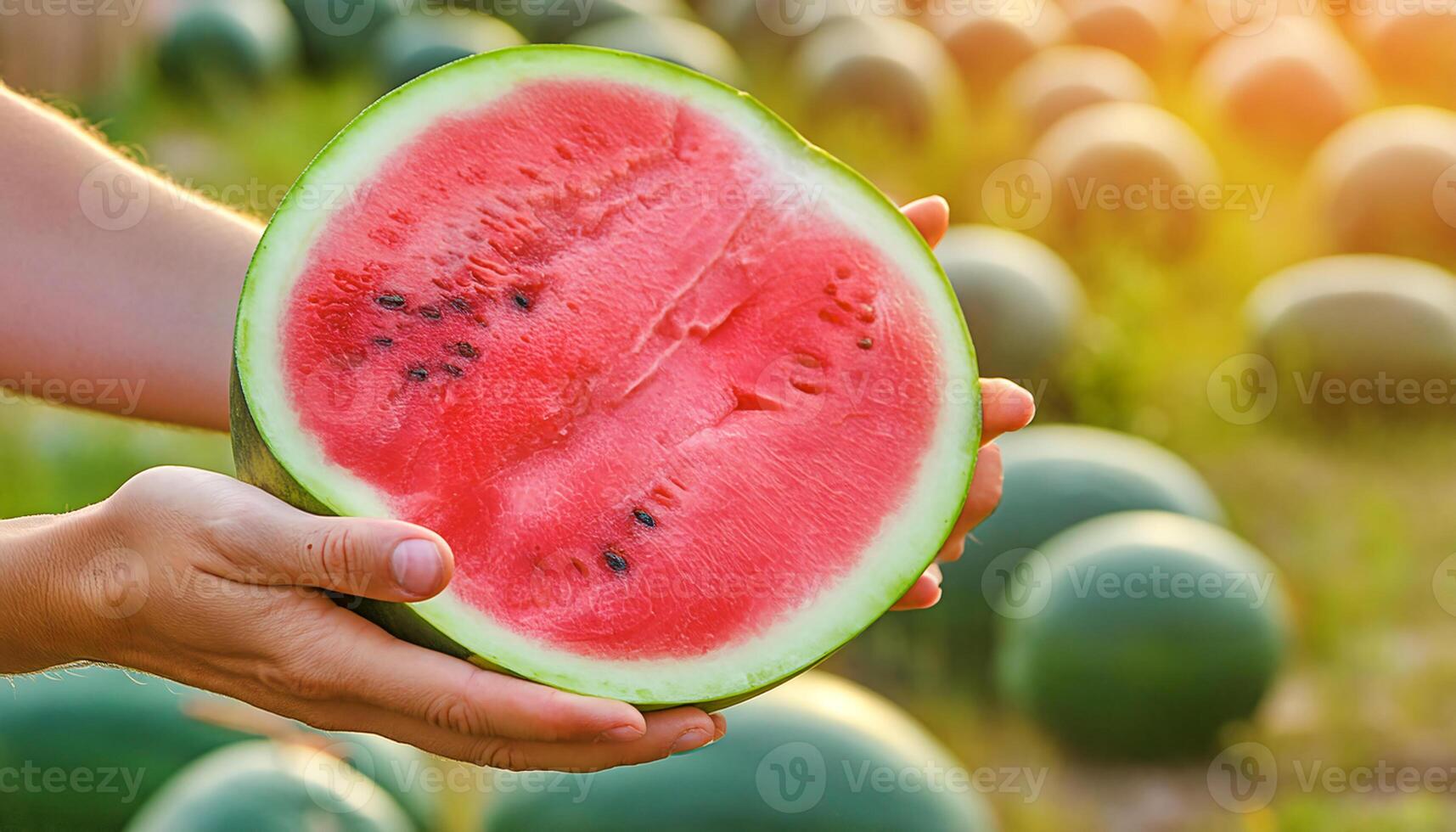 fresh watermelon in the plantation photo