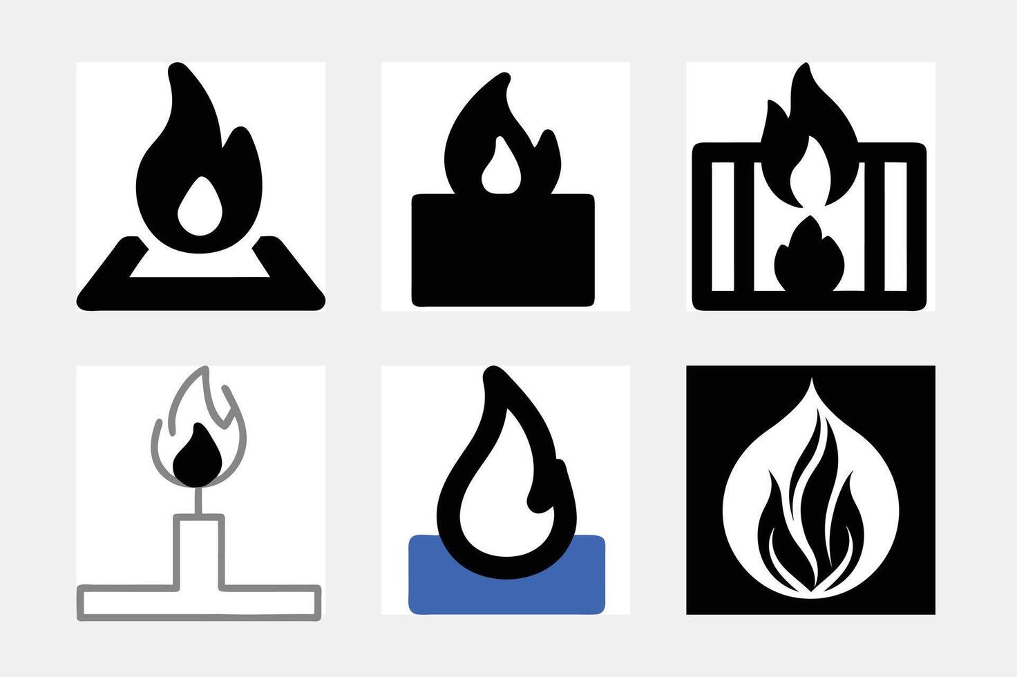 burning flame set vector