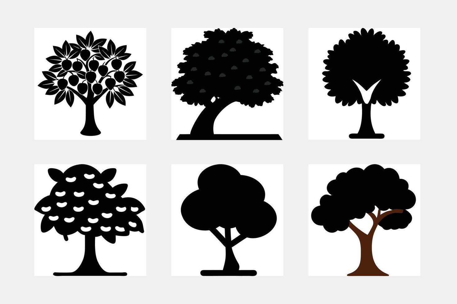 flat design oak tree silhouette vector