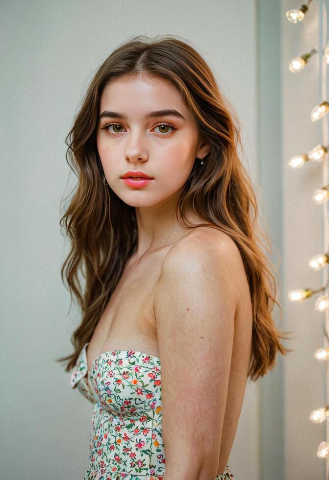 Young Woman Beautiful Images portrait elegant dressing pretty looks and body posture photo