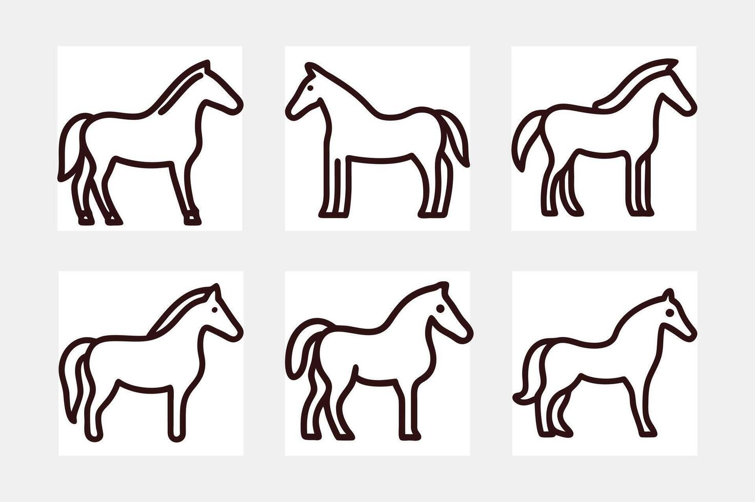 horse icon set vector