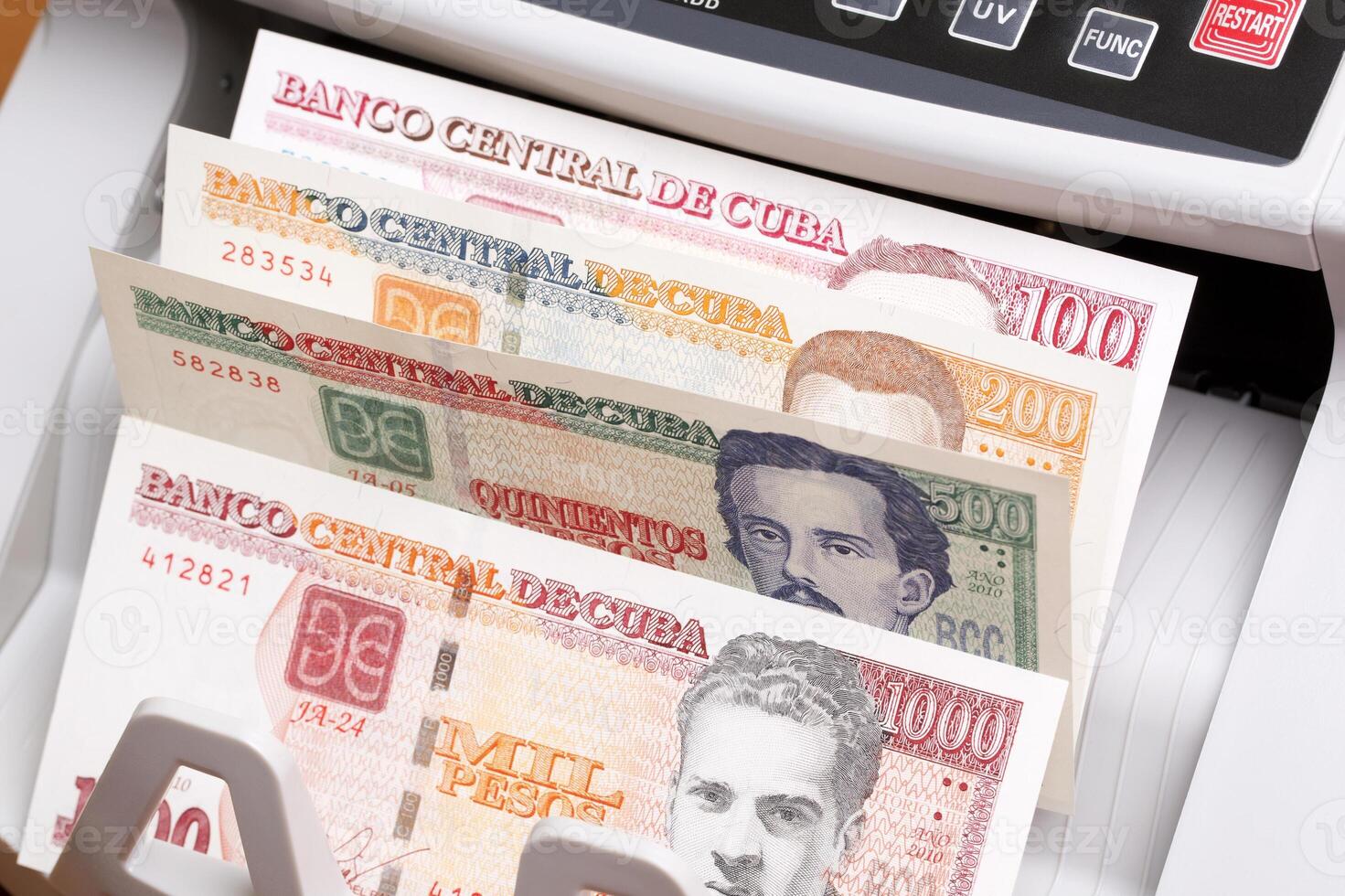 Cuban Peso in the counting machine photo