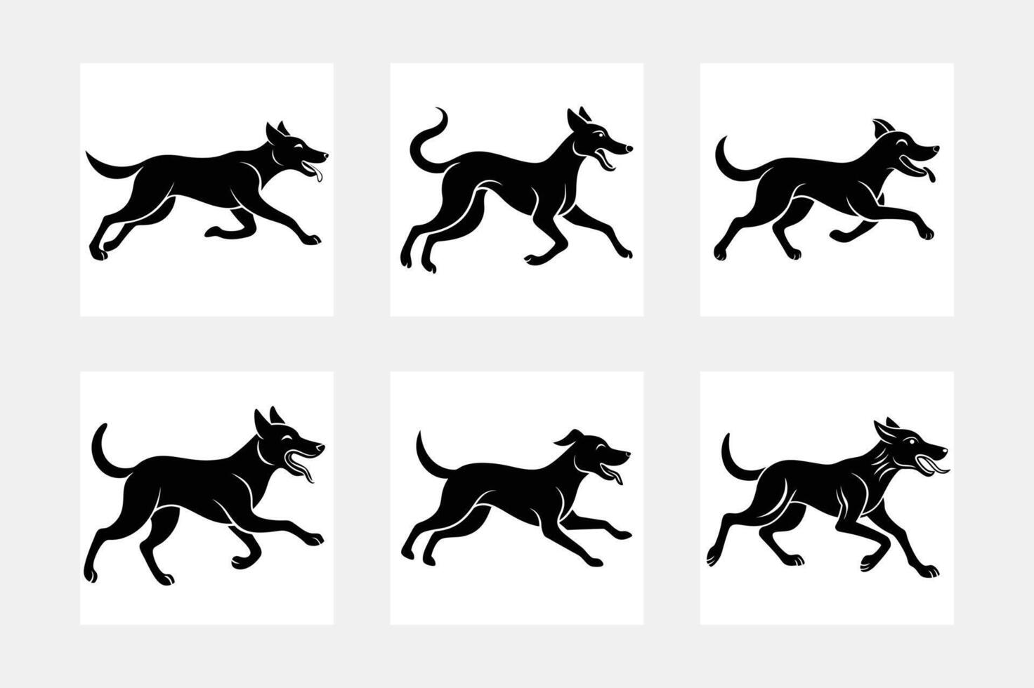 Dog Running silhouette black flat icon vector