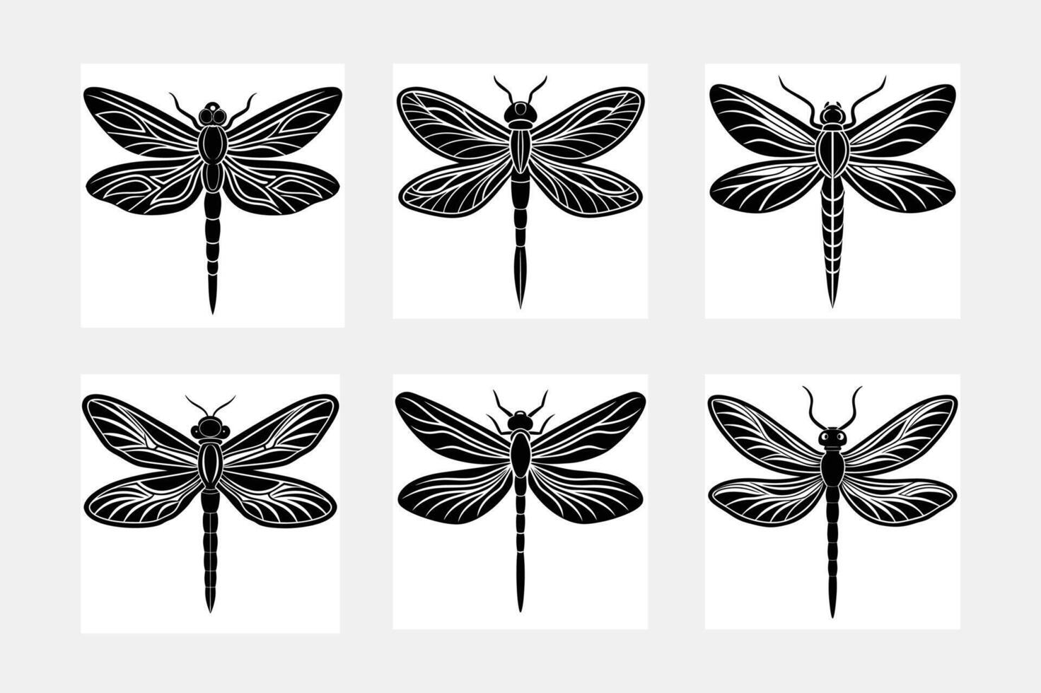 Dragonfly design. Curve decoration design. Silhouette flat illustration. Cutting file. Suitable for cutting software. Silhouette vector