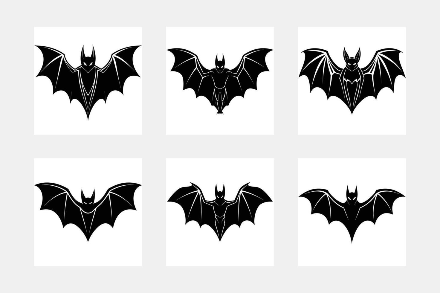 Vampire bats hand drawn silhouette illustrations set. vector