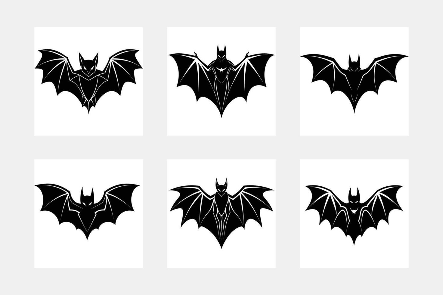 Vampire bats hand drawn silhouette illustrations set. vector