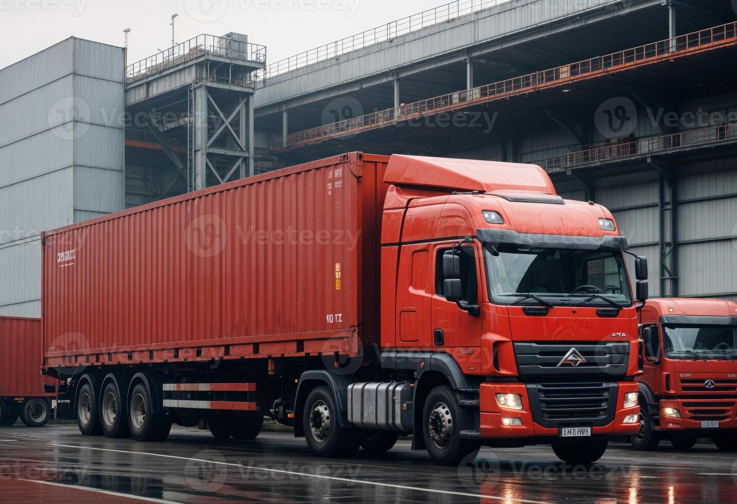 Red Cargo Transportation Truck photo