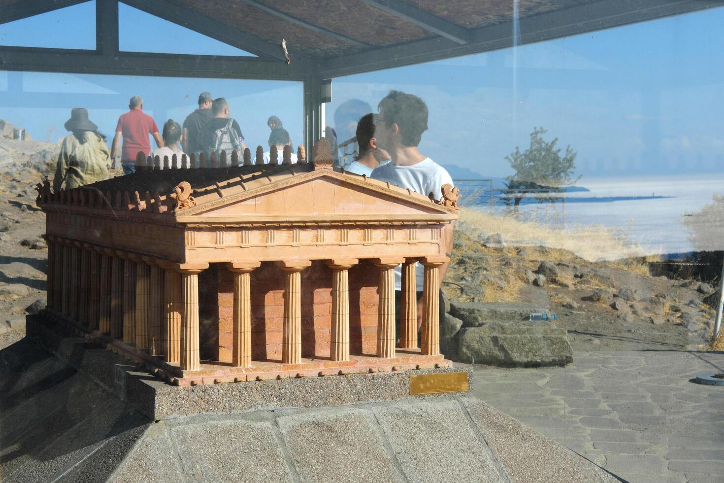 Architectural Model Display at Temple of Athena Site. Assos, Turkey - August 25, 2023 photo