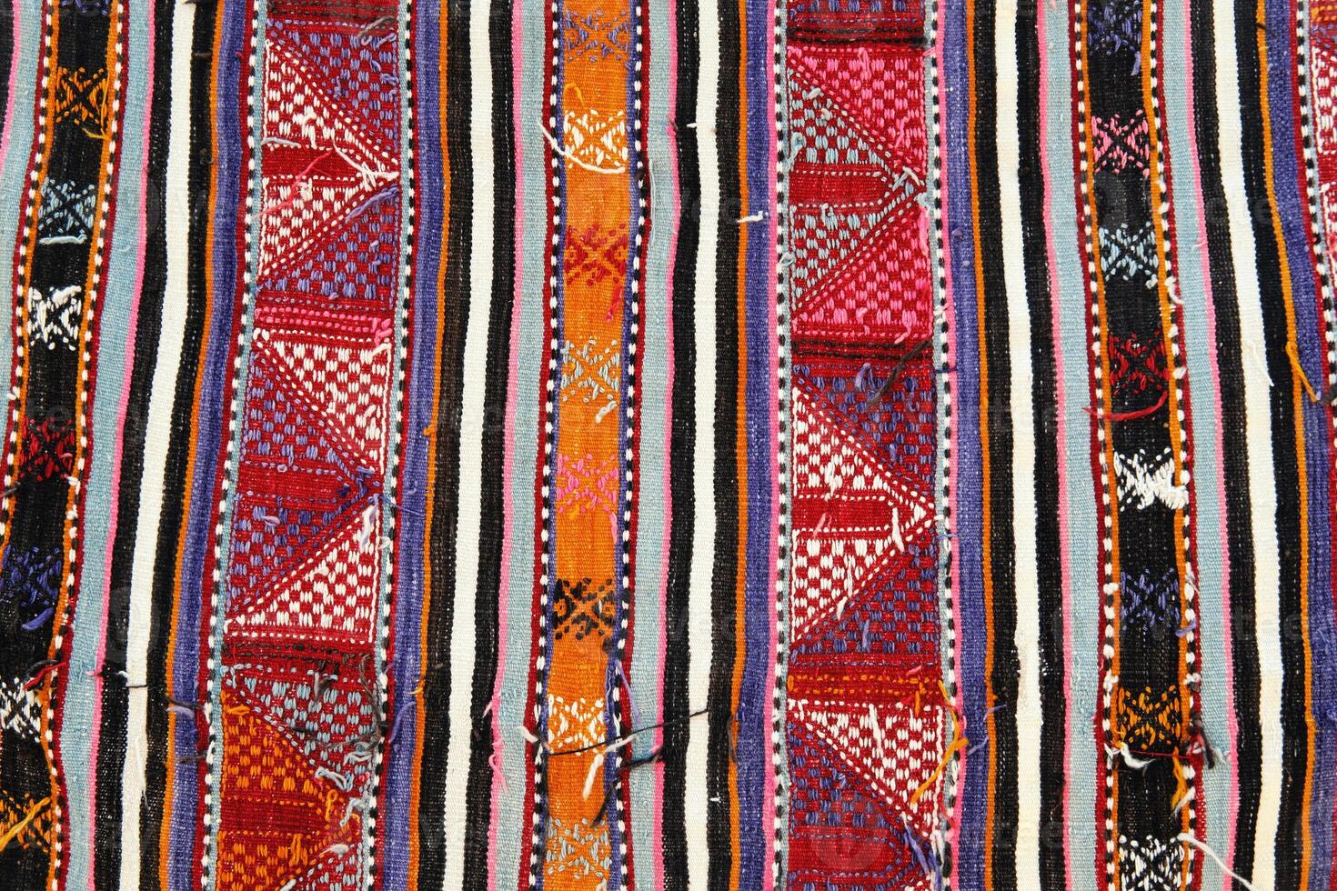 Close-Up of Intricate Turkish Kilim Rug Patterns photo