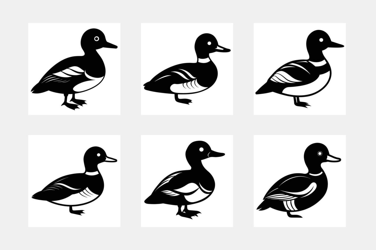 Duck silhouette set vector