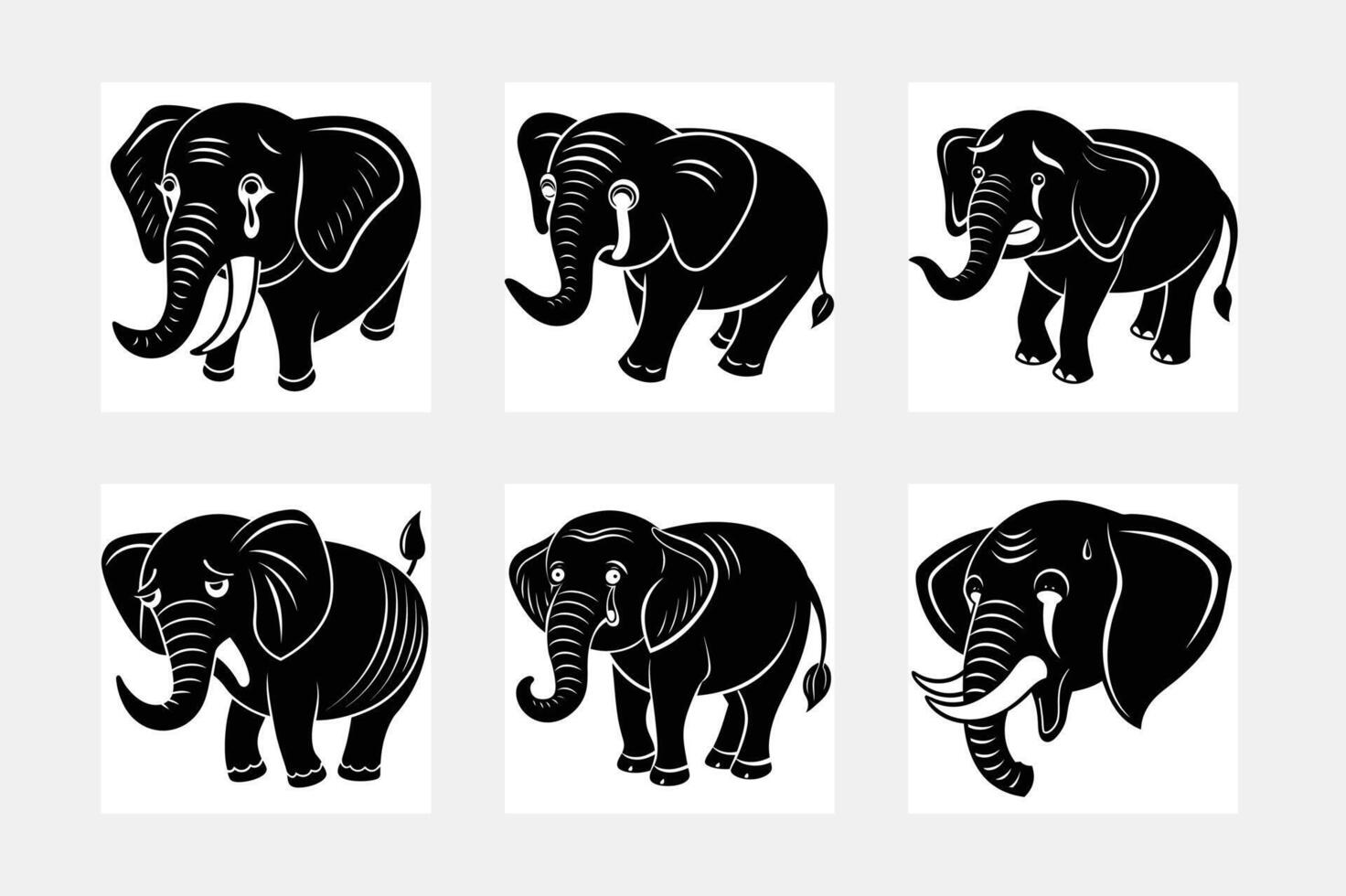 wild elephant silhouette vector