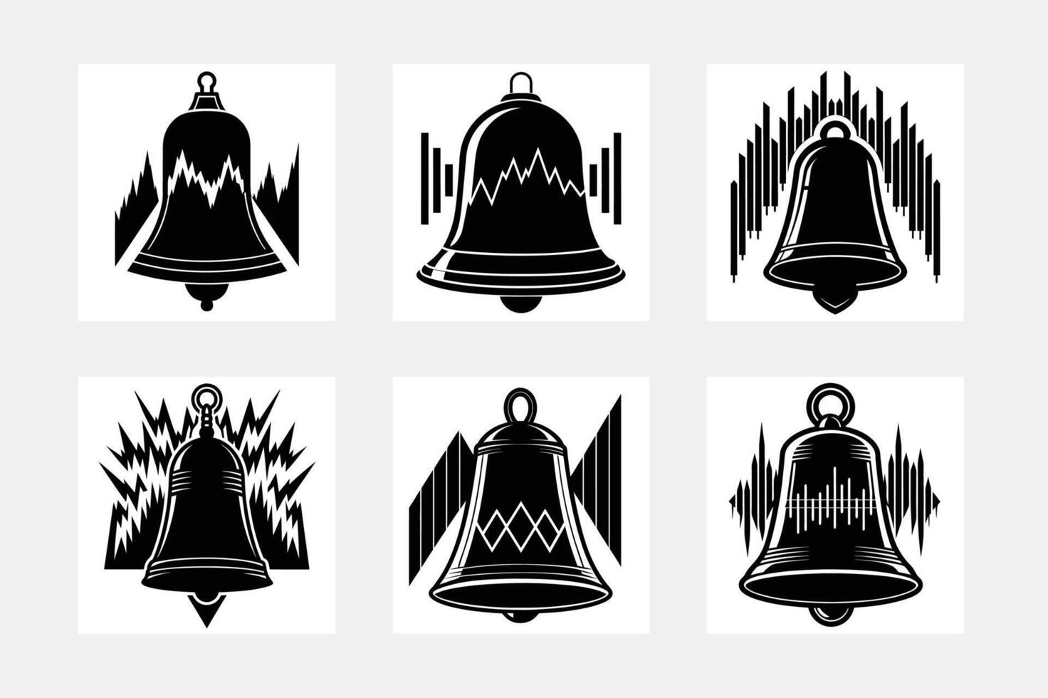Set of Bells isolated on white. vector