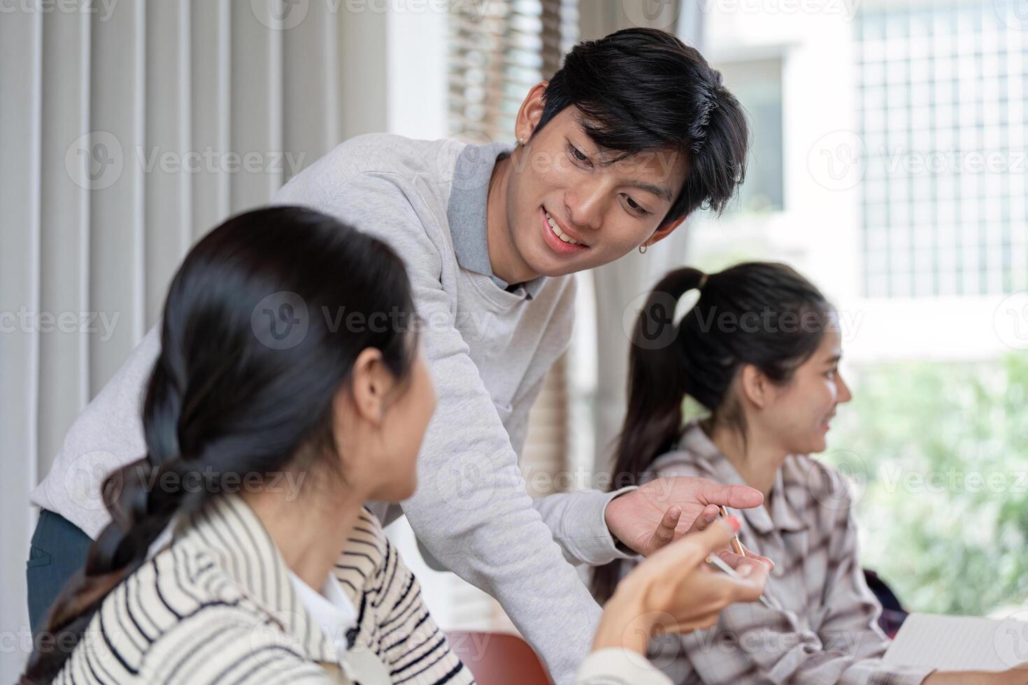 Group of Student Engaged in Collaboration Learning in a Modern Classroom Setting photo