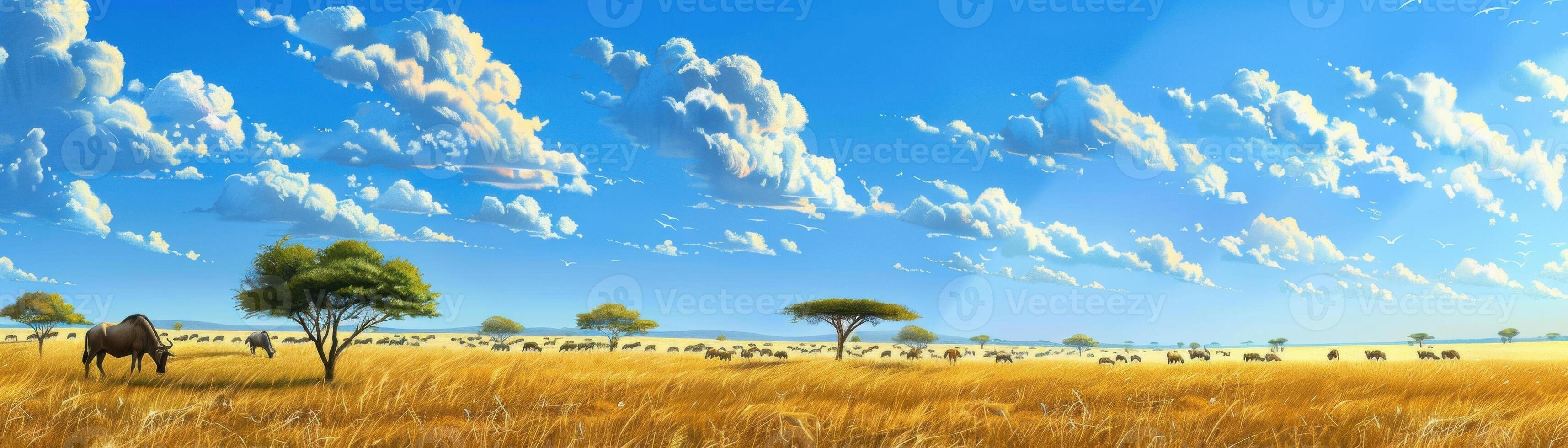 A herd of zebras are grazing in a field with a tree in the background photo