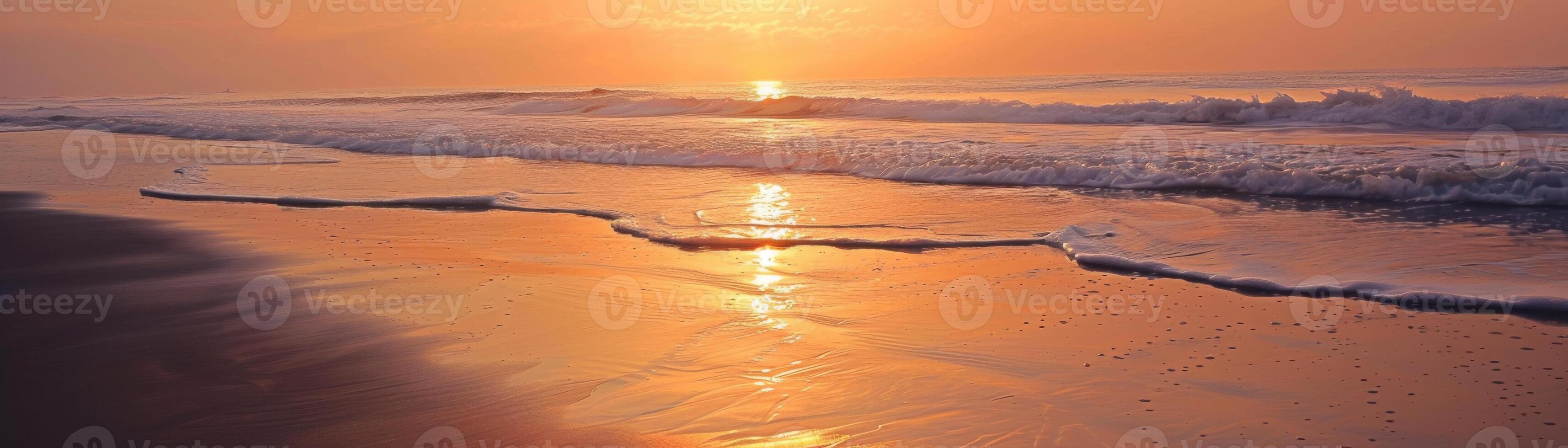 A painting of a sunset over the ocean with a reflection of the sun on the water photo