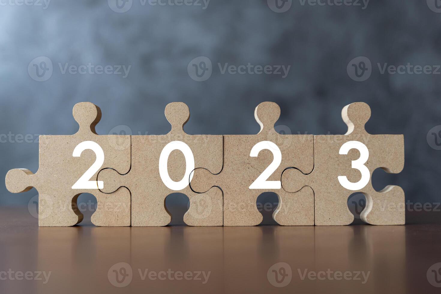 2023 with jigsaw puzzle icon. Business Process, Team, teamwork, Goal, mission, Resolution, strategy, plan, Action, partnership photo