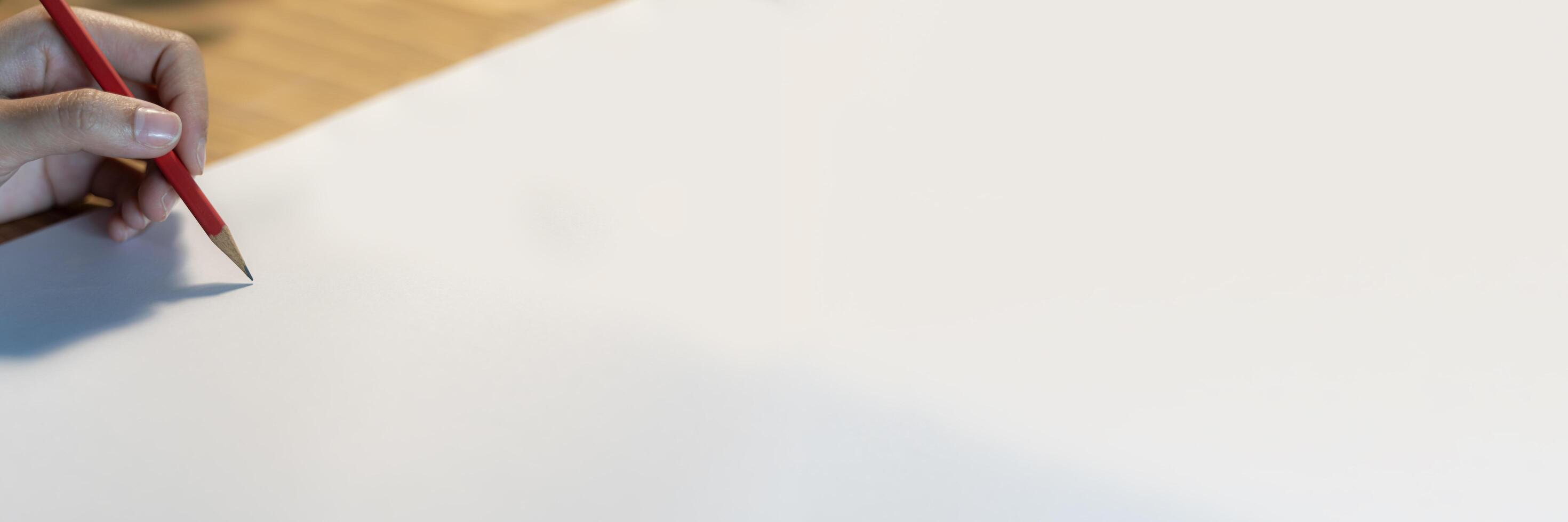 Hand writing on to a white copy space for text and massage banner photo