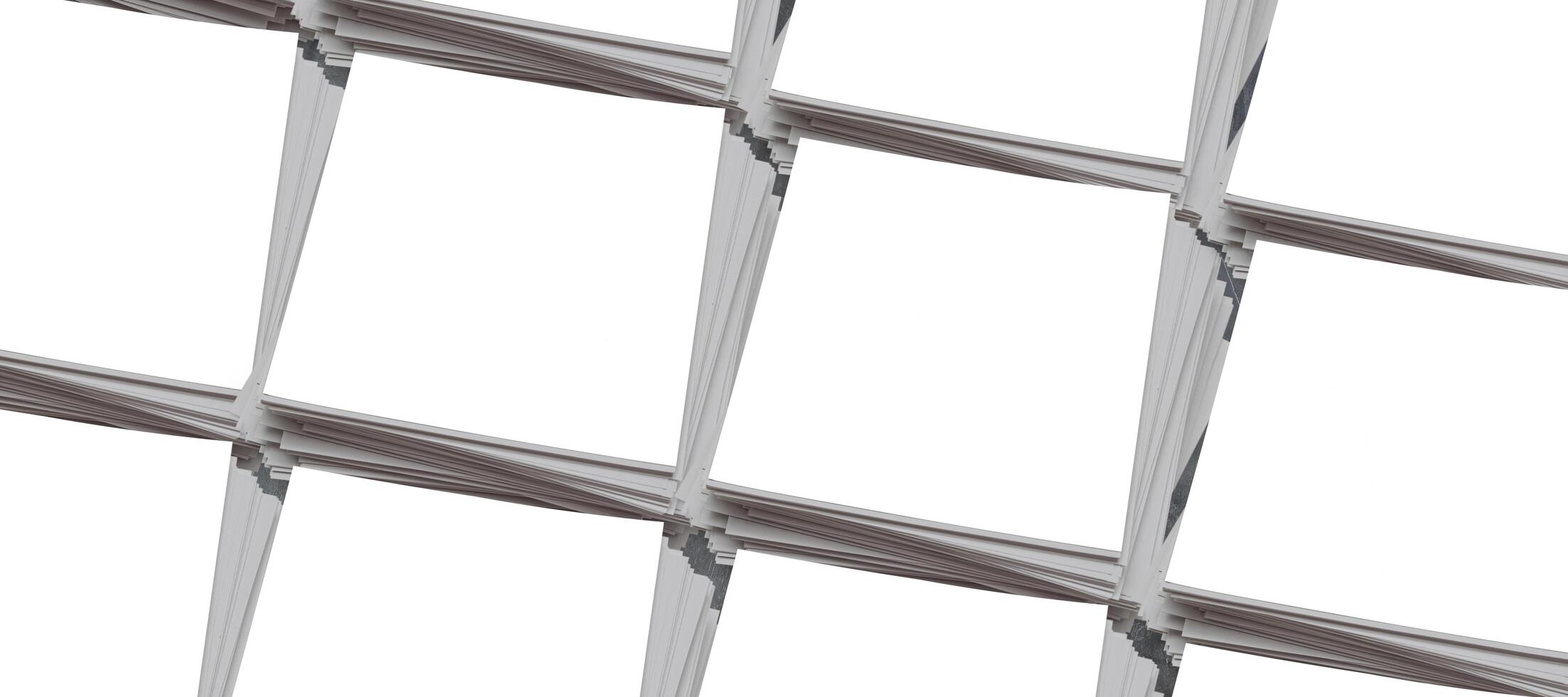 White carbon abstract geometric background with soar rectangle surfaces with corners, stripes, lines in hard light photo