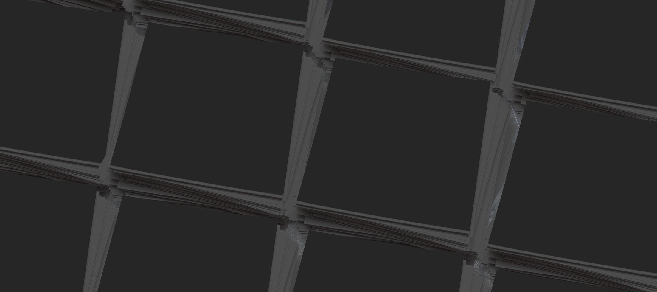 Gray carbon abstract geometric background with soar rectangle surfaces with corners, stripes, lines in hard light, black shadows, glow light, contrast in elegant simple modern minima photo