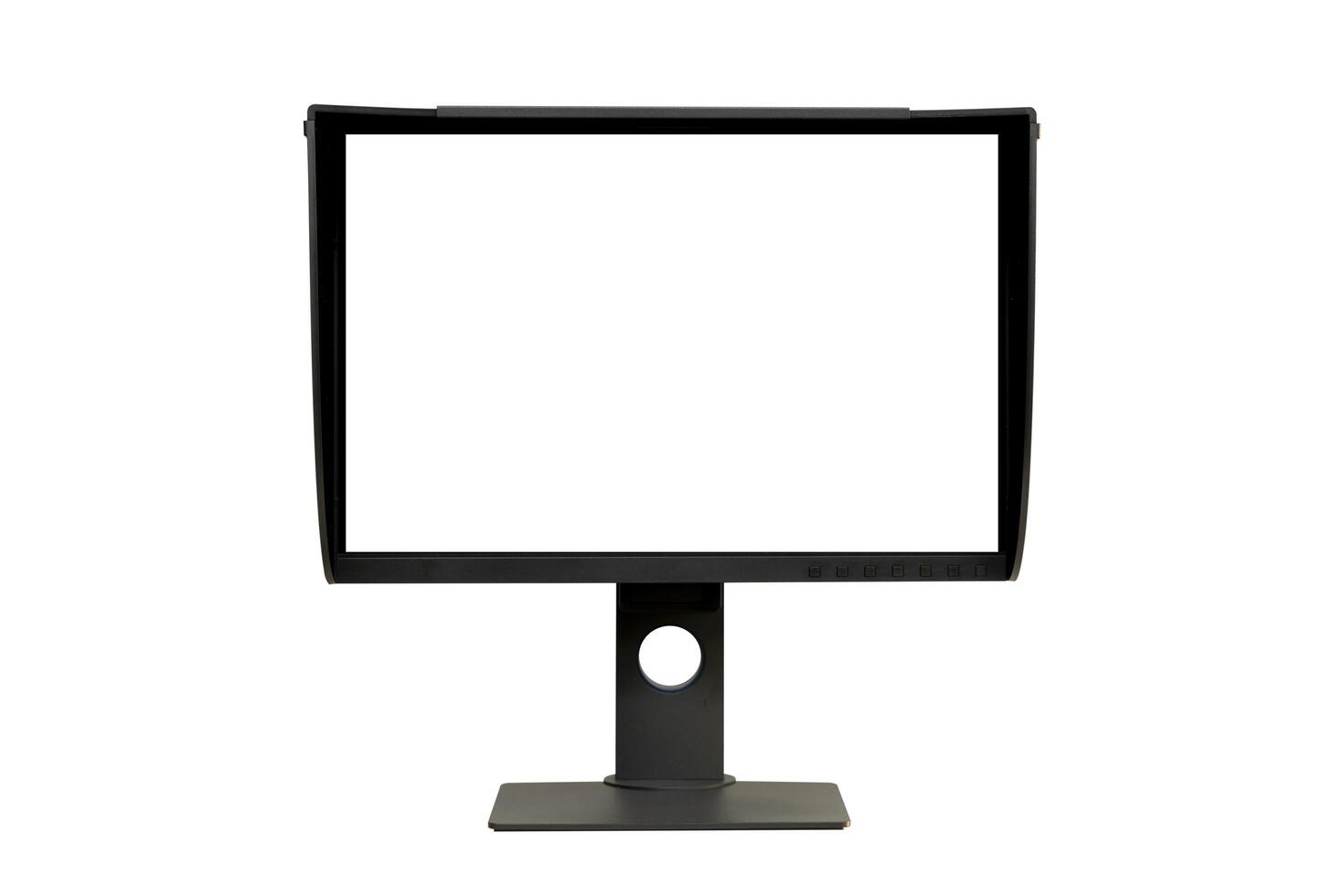 A computer monitor is an electronic device that shows pictures for computers. photo