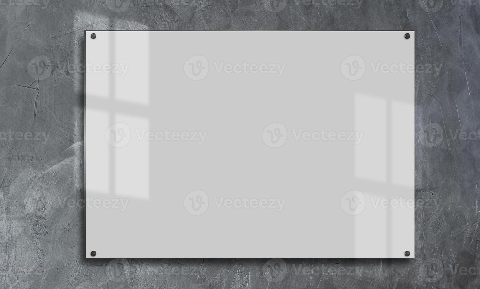 Mock up empty canvas poster frame in modern loft gallery interior backgrond, 3D Rendering photo