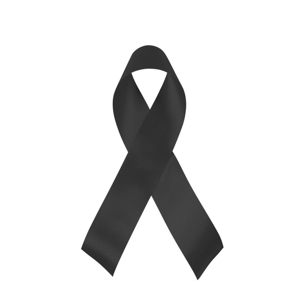 Mourning ribbon on a white background. Black ribbon isolated on white background , Photo object.