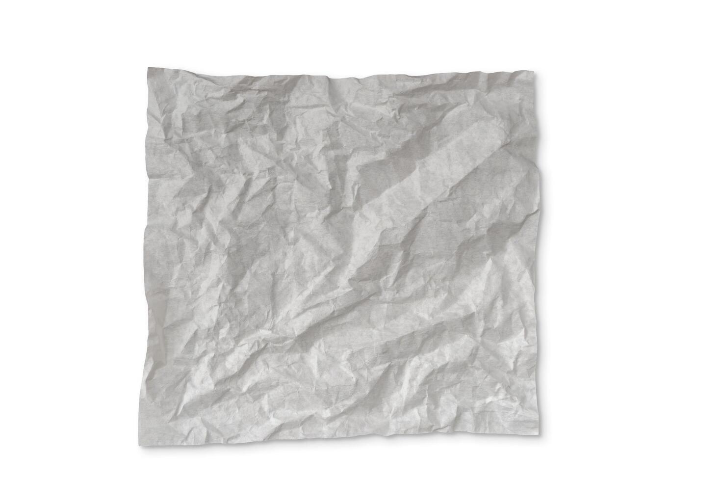 Crumpled paper for banner background or texture laying on white isolated background, for advertising media. photo