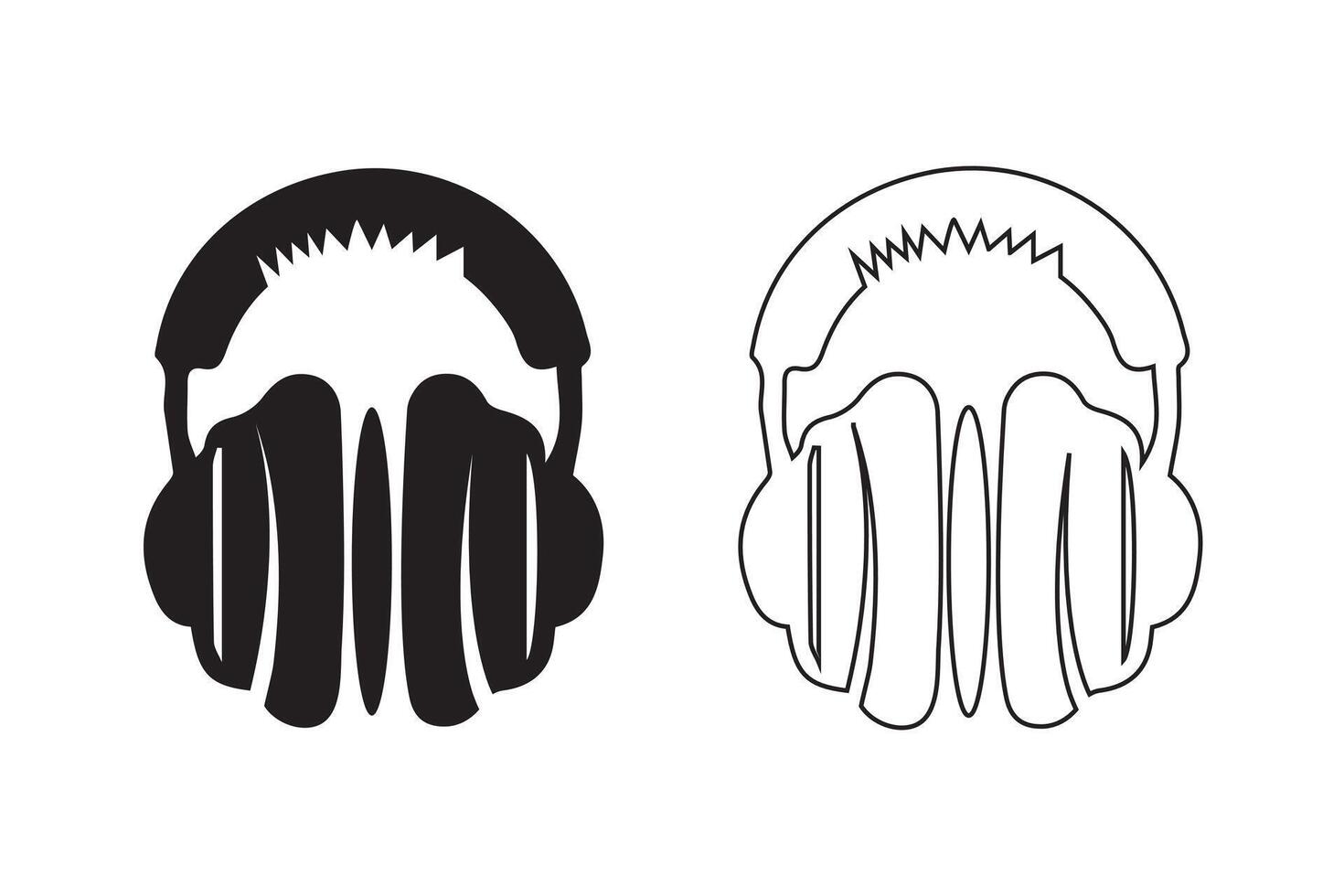 Headphones icon and line icon. Music symbol illustration vector