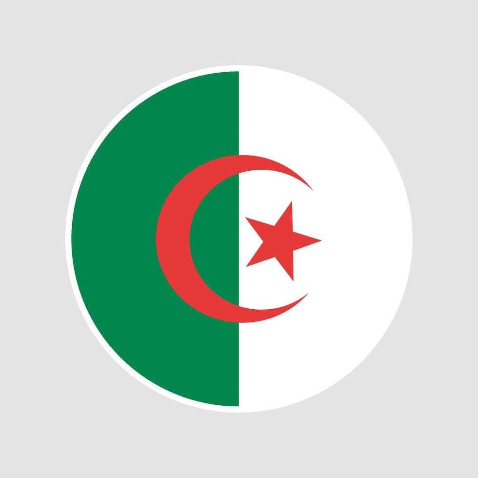 Algeria circle flag. Flag icon. Standard color. Digital illustration. Round icon flag. illustration. vector