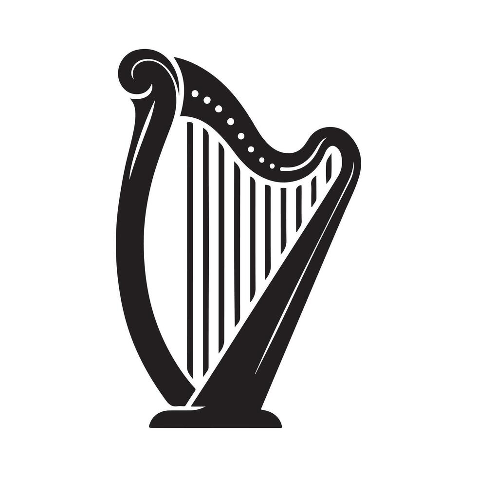 Harp silhouette vectors illustration