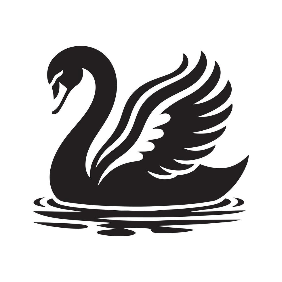 Swan bee silhouette vectors illustration