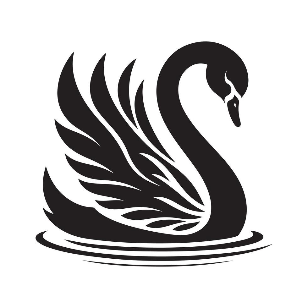 Swan bee silhouette vectors illustration