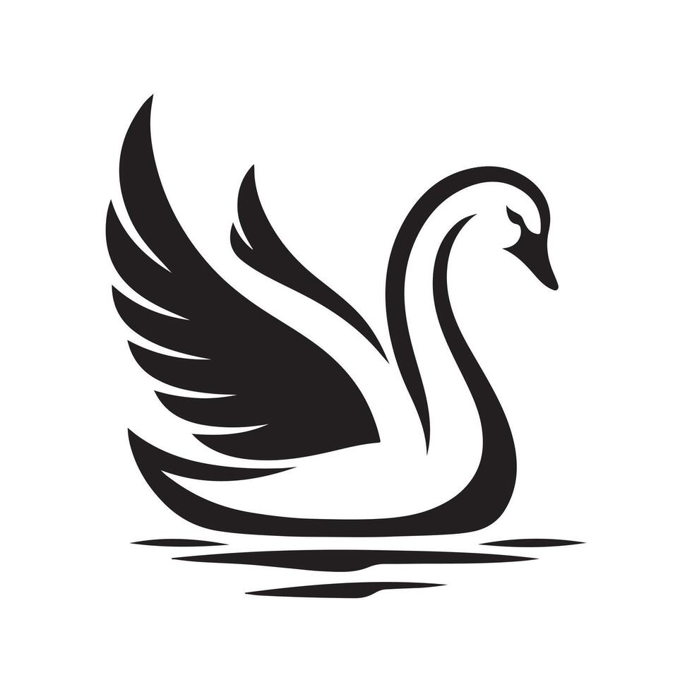 Swan bee silhouette vectors illustration