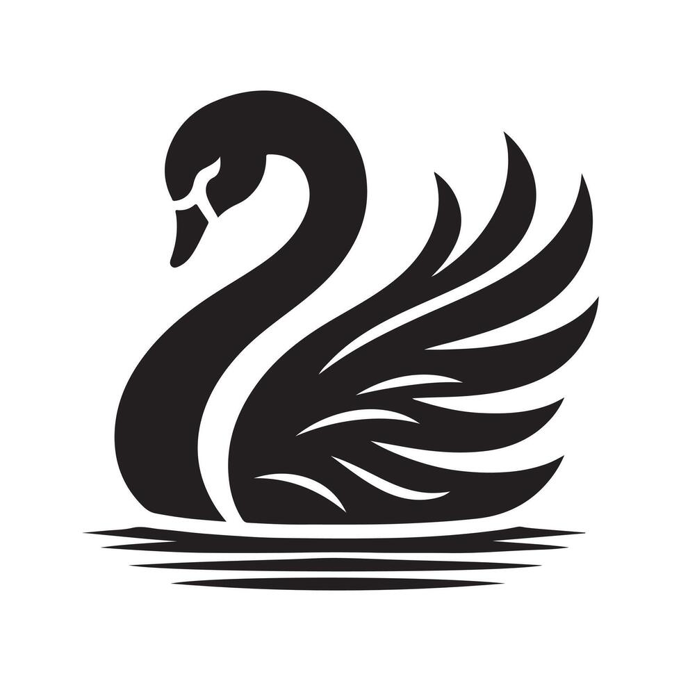 Swan bee silhouette vectors illustration