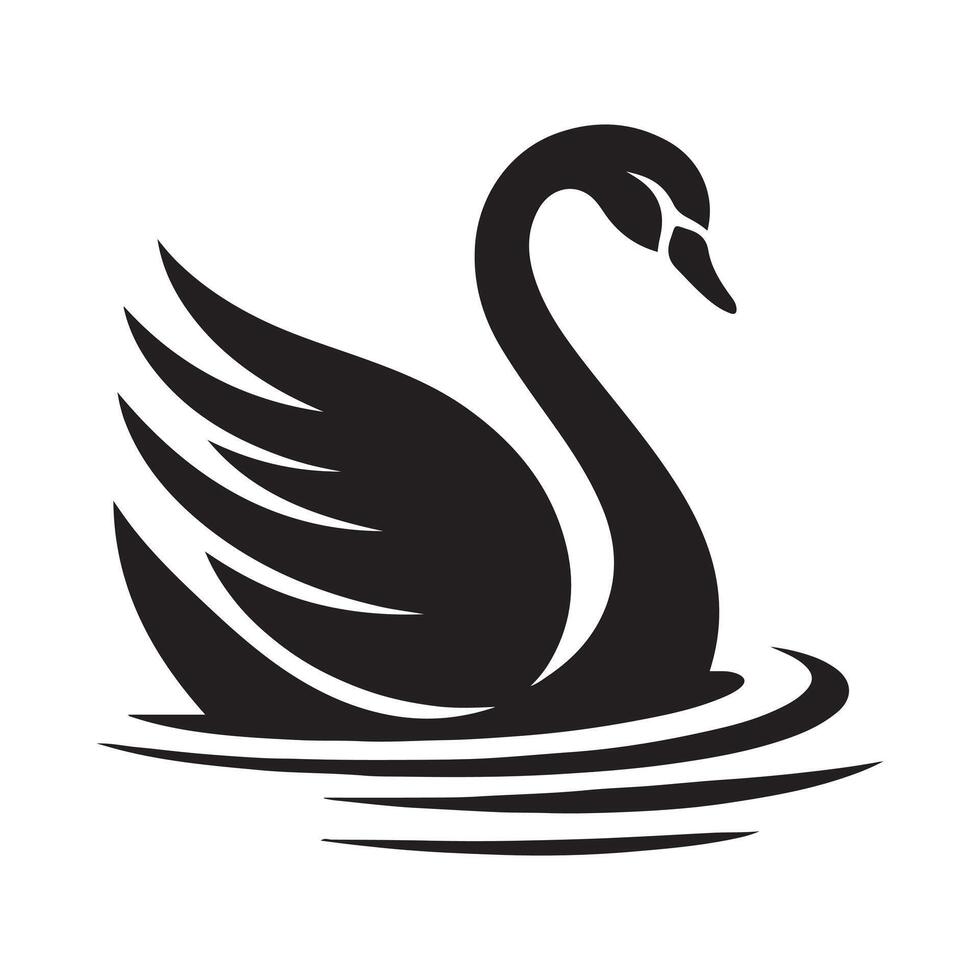 Swan bee silhouette vectors illustration
