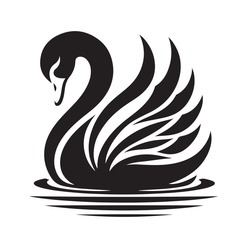 Swan bee silhouette vectors illustration