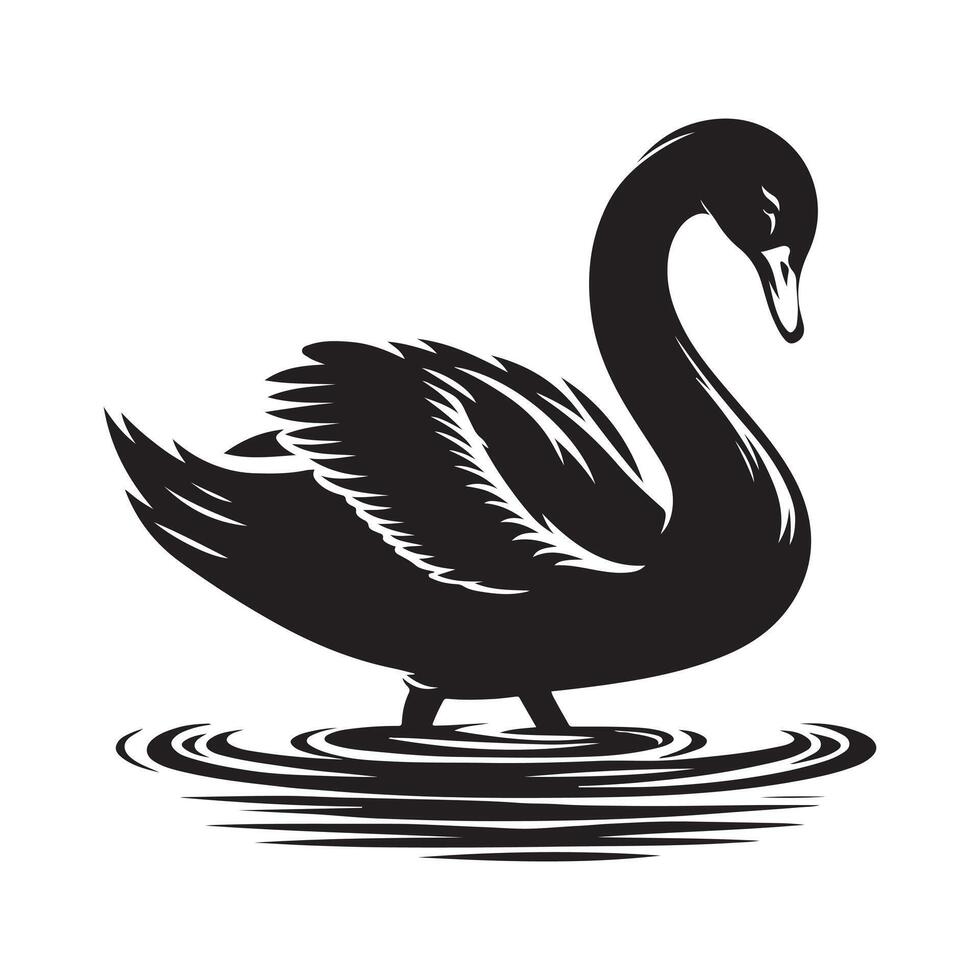 Swan bee silhouette vectors illustration