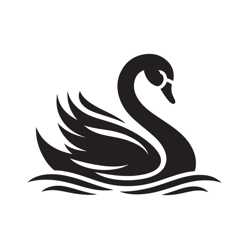 Swan bee silhouette vectors illustration