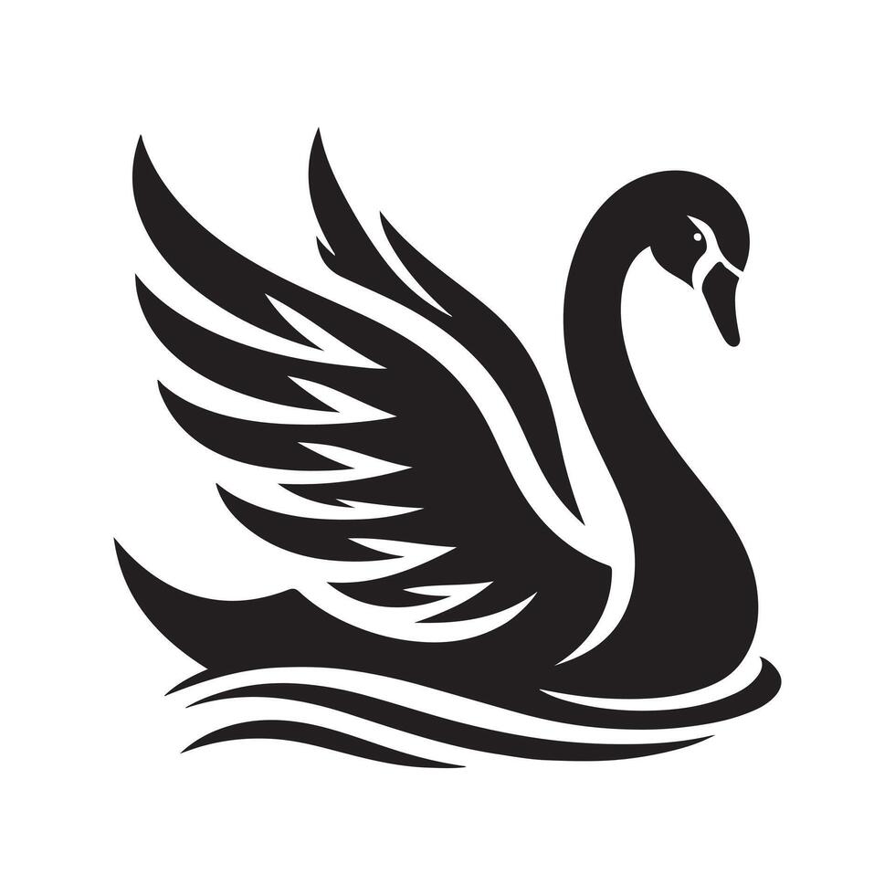 Swan bee silhouette vectors illustration