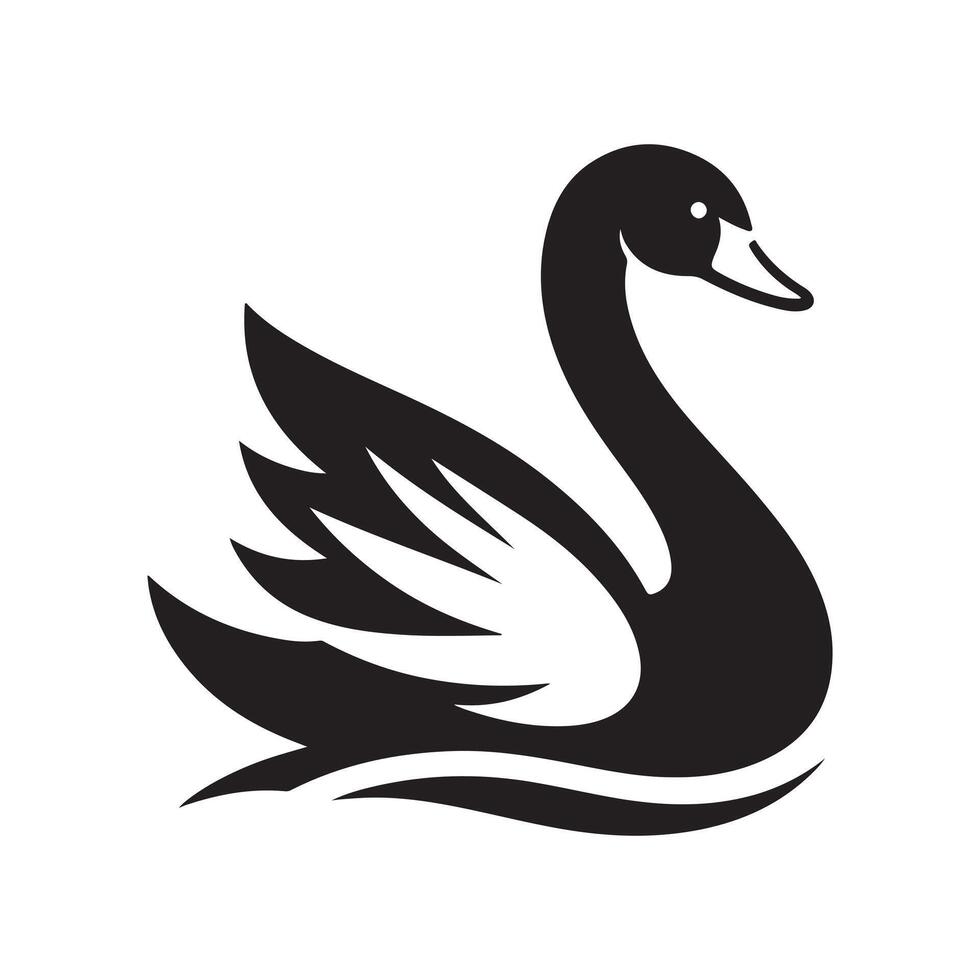 Swan bee silhouette vectors illustration