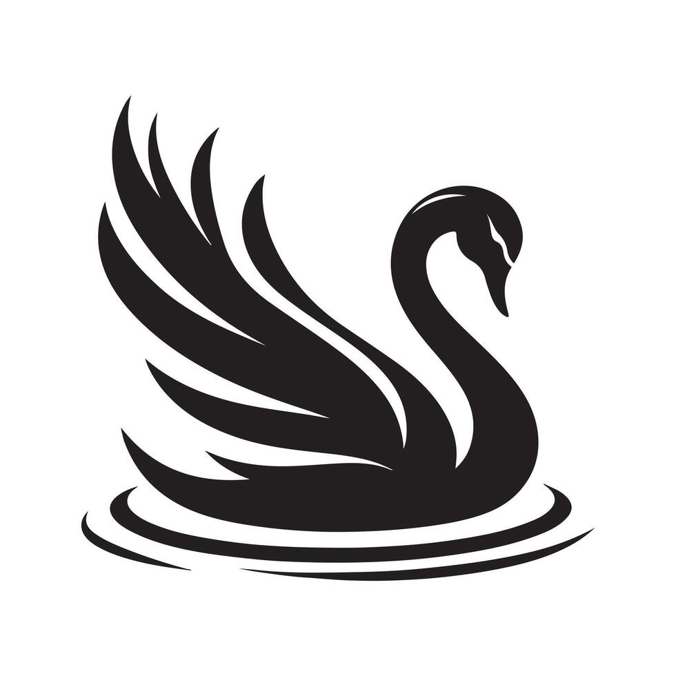 Swan bee silhouette vectors illustration