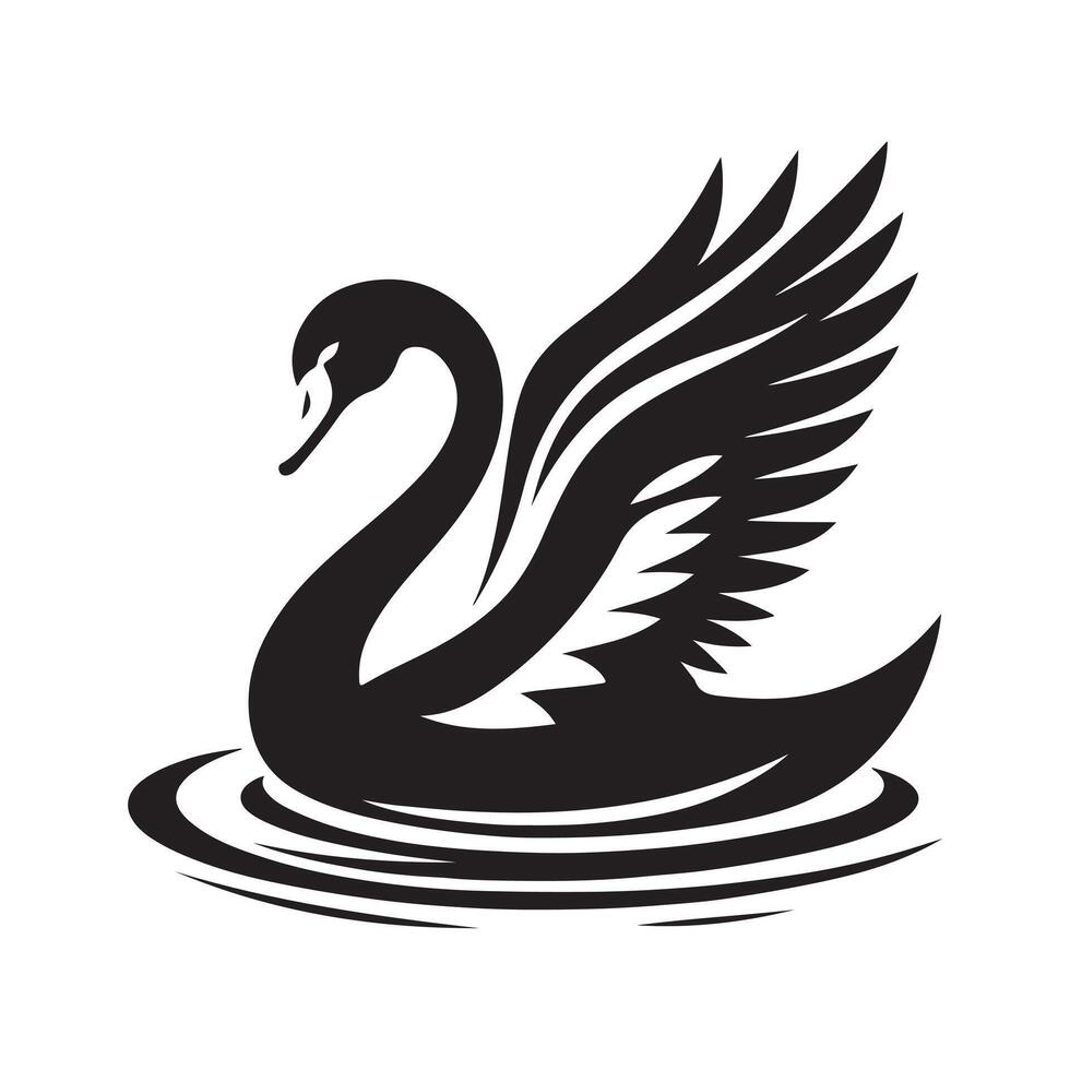 Swan bee silhouette vectors illustration