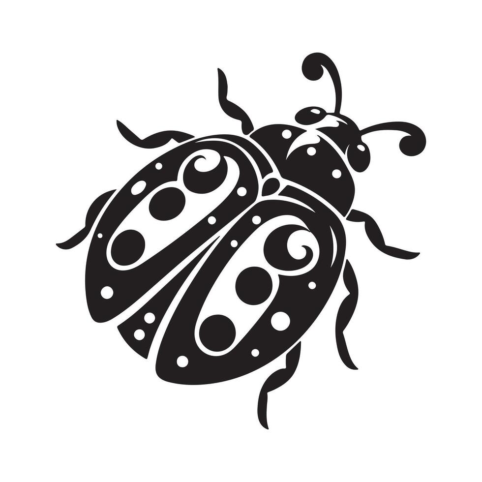 Ladybugs silhouette vectors illustration