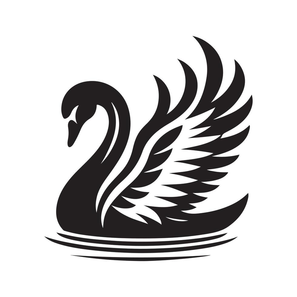 Swan bee silhouette vectors illustration