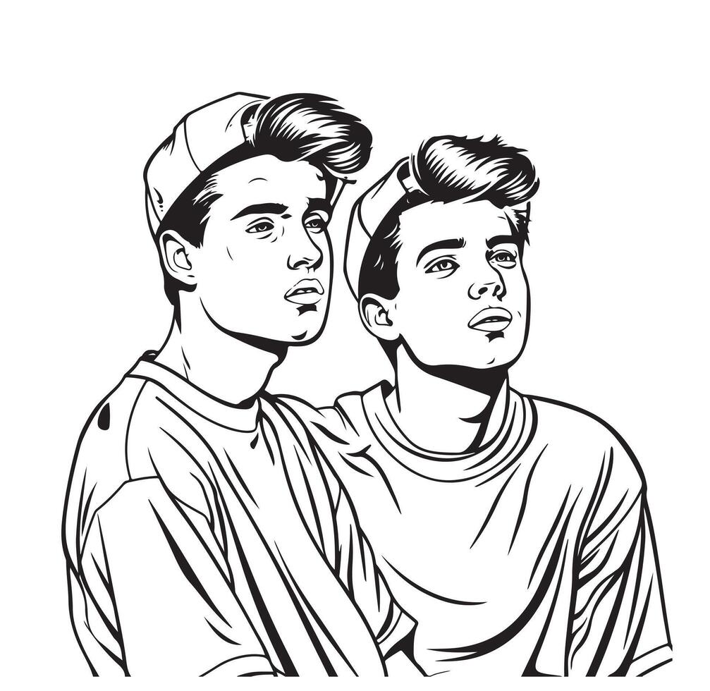 The two friends sketch vector