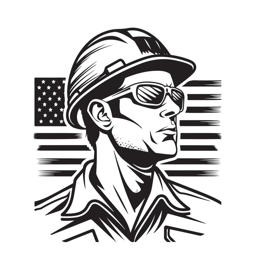 construction worker face vector